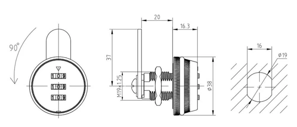 Почтовый кодовый замок ЗК 090 хром