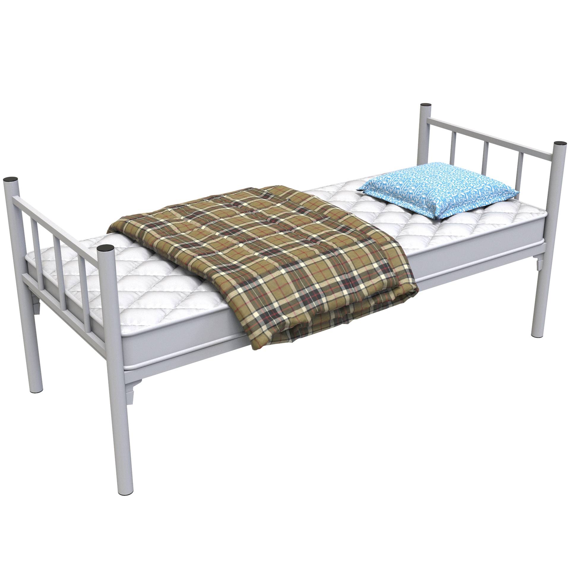 Фото кровать с пружинным матрасом, подушкой и одеялом - вахтовик-1